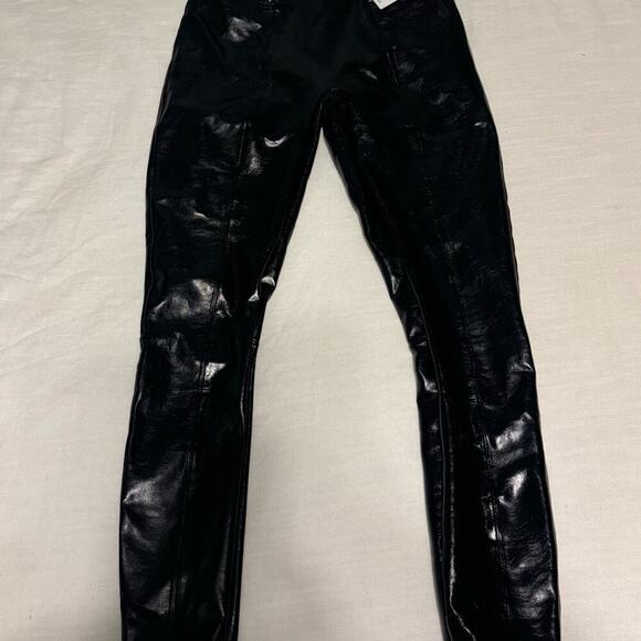 Spanx Faux Patent Leather Medium Leggings Classic - Black 20301R - Picture 1 of 8